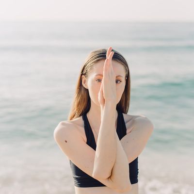 Atmospheric shot of a person practicing deep breathing exercises.